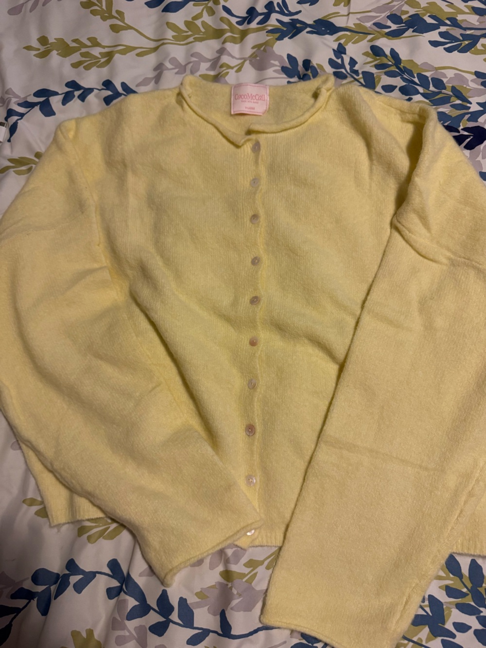 Coco McCall butter yellow cardigan